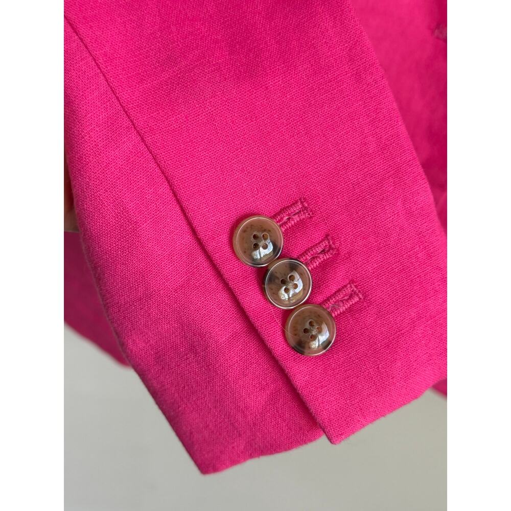J. Crew Linen-Blend Notch Lapel Single Breasted Blazer Sweet Briar Women's 00 - Picture 6 of 10